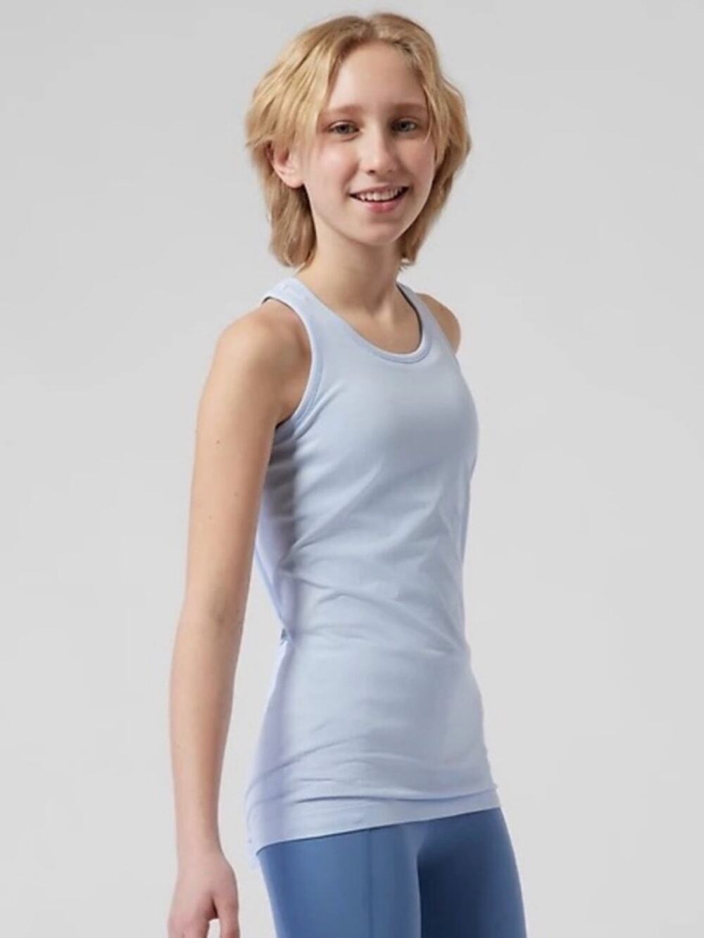 NWT Athleta Girl Power Up "Soft Blue" Racerback Lightweight Tank Top Size 12